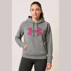 Under armour pink gray semi fitted hoodie size XL
